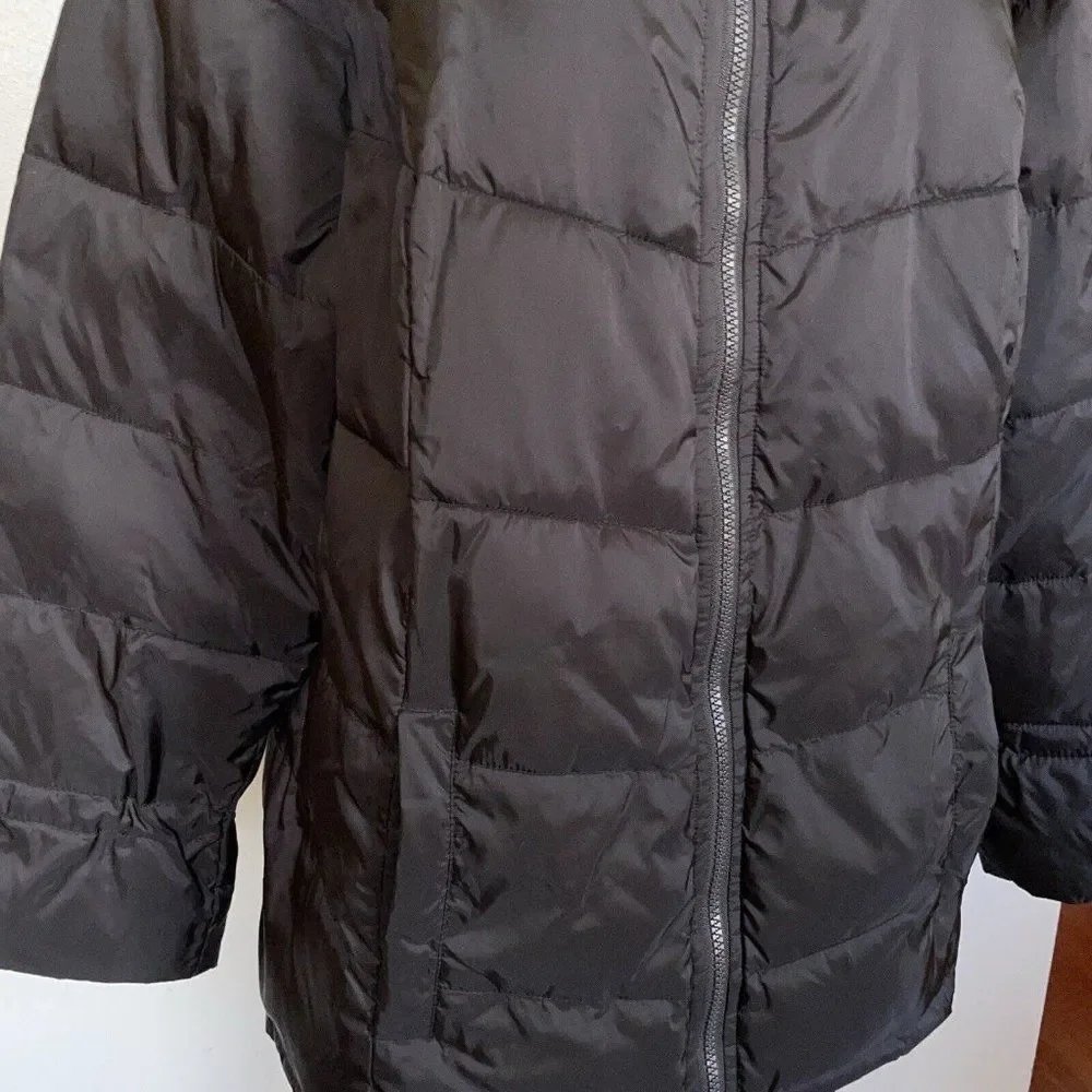 Womens Motto Quilted Puffer Jacket Coat Black Funnel Collar Plus Sz 1X Full Zip - Picture 4 of 8